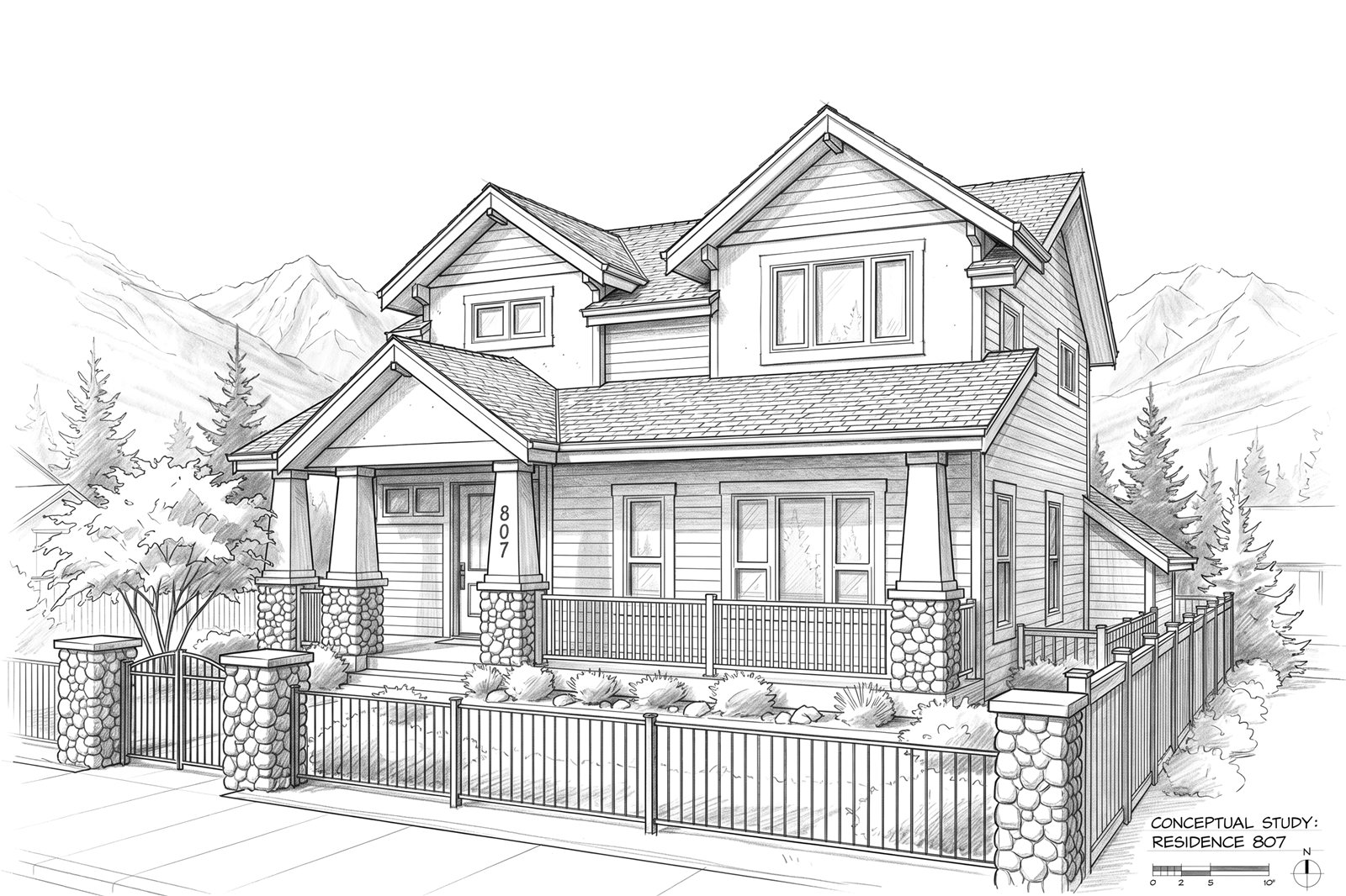 Facade study, Geikie Residence, Jasper